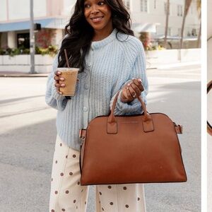 Poppy & Peonies- Uptown Tote in Cognac NEW